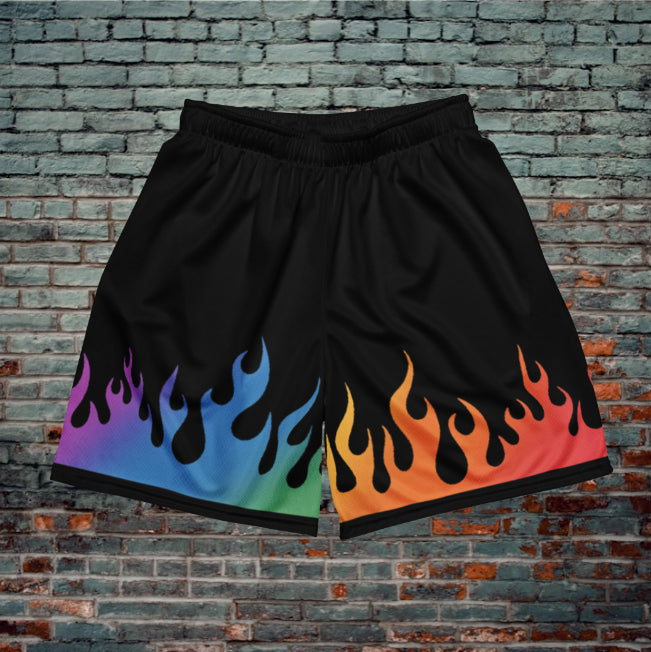 Flamin' Rainbow Mesh Shorts